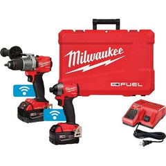 Milwaukee Tool - 18 Volt Cordless Tool Combination Kit - Includes 1/2" Drill/Driver & 1/4" Impact Driver, Lithium-Ion Battery Included - Americas Industrial Supply
