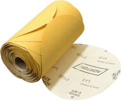 Norton - 6" Diam, 150 Grit Aluminum Oxide Adhesive PSA Disc - Medium Grade, Gold, C Weighted Backing, Flexible - Americas Industrial Supply