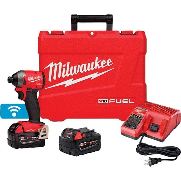 Milwaukee Tool - 18 Volt, 1/4" Drive, 167 Ft/Lb Torque, Cordless Impact Driver - Pistol Grip Handle, 3600 RPM, 2 Lithium-Ion Batteries Included - Americas Industrial Supply