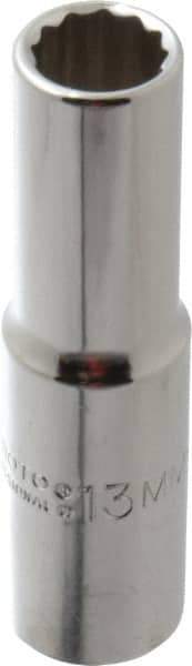 Proto - 1/2" Drive, Deep Hand Socket - 12 Points, 3-1/4" OAL, Chrome Finish - Americas Industrial Supply