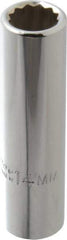 Proto - 1/2" Drive, Deep Hand Socket - 12 Points, 3-1/4" OAL, Chrome Finish - Americas Industrial Supply