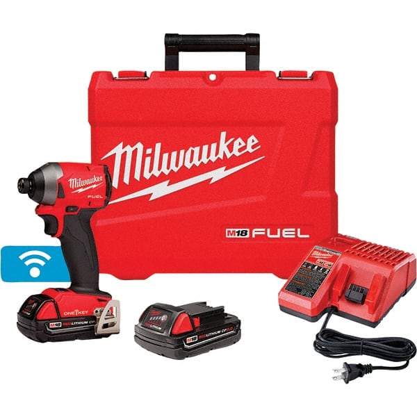 Milwaukee Tool - 18 Volt, 1/4" Drive, 167 Ft/Lb Torque, Cordless Impact Driver - Pistol Grip Handle, 3600 RPM, 2 Lithium-Ion Batteries Included - Americas Industrial Supply