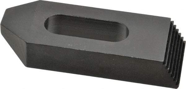 Jergens - 5/8" Stud, Low Carbon Steel, Plain Strap Clamp - 1-1/4" Travel, 4" OAL x 1-1/2" Wide x 3/4" High, Black Oxide Finish, Tapered Nose - Americas Industrial Supply
