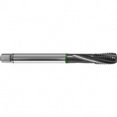 Guhring - M16x1.50 Metric 4 Flute 6H Bottoming Spiral Flute Tap - High Speed Steel, TiCN Finish, 100mm OAL, Right Hand Flute, Right Hand Thread, D4/D5, Series 4156 - Americas Industrial Supply