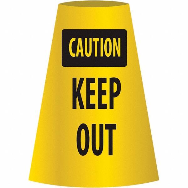 NMC - Caution - Keep Out, 21-3/4" Wide x 11" High, Polyethylene Floor Sign - Cone, Black on Yellow, For Restroom, Janitorial & Housekeeping - Americas Industrial Supply