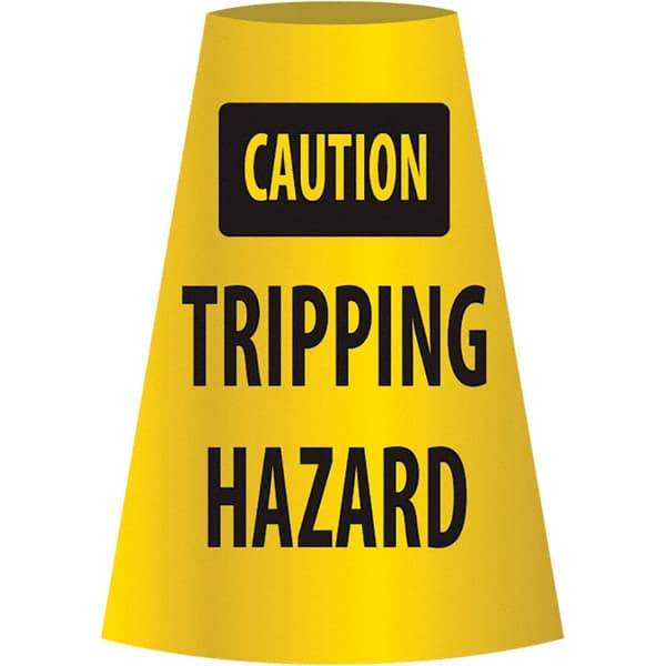 NMC - Caution - Tripping Hazard, 21-3/4" Wide x 11" High, Polyethylene Floor Sign - Cone, Black on Yellow, For Restroom, Janitorial & Housekeeping - Americas Industrial Supply