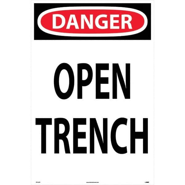 NMC - "Open Trench", 36" Long x 24" Wide, Rigid Plastic Safety Sign - Rectangular, Use for Workplace/Safety - Americas Industrial Supply