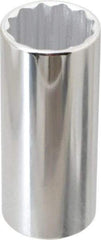 Proto - 1/2" Drive, Deep Hand Socket - 12 Points, 3-1/4" OAL, Chrome Finish - Americas Industrial Supply