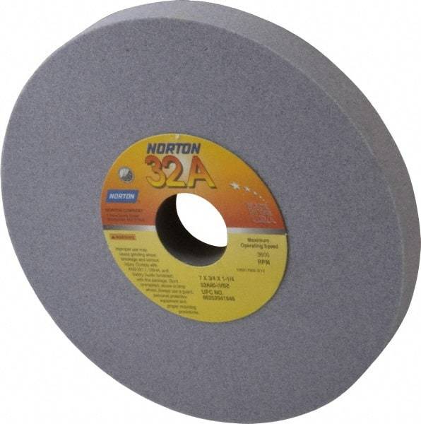 Norton - 7" Diam x 1-1/4" Hole x 3/4" Thick, I Hardness, 80 Grit Surface Grinding Wheel - Aluminum Oxide, Type 1, Medium Grade, 3,600 Max RPM, Vitrified Bond, No Recess - Americas Industrial Supply