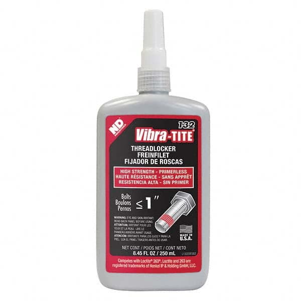 Vibra-Tite - 250 mL Bottle, Red, High Strength Primerless Threadlocker - Americas Industrial Supply