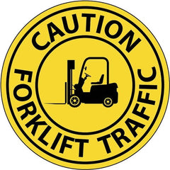 NMC - "Caution Forklift Traffic", 2-1/2" Wide x 2-1/2" High, Aluminum Safety Sign - Americas Industrial Supply