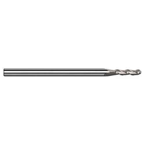 ‎5/64″ Dia. × 1/8″ Shank × 13/32″ DOC × 2-1/2″ OAL, Carbide Uncoated, 3 Flute, Ballnose End Mill