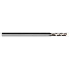 0.5 mm Dia. × 4 mm Shank × 1.5 mm DOC × 50 mm OAL, Carbide Uncoated, 3 Flute, Ballnose End Mill