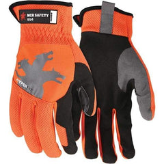 MCR Safety - Size L Synthetic Suede Work Gloves - For General Purpose, Uncoated, Slip-On Cuff, Full Fingered, Hi-Vis Orange, Paired - Americas Industrial Supply