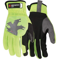 MCR Safety - Size 2XL Synthetic Suede Work Gloves - For General Purpose, Uncoated, Slip-On Cuff, Full Fingered, Hi-Vis Lime, Paired - Americas Industrial Supply