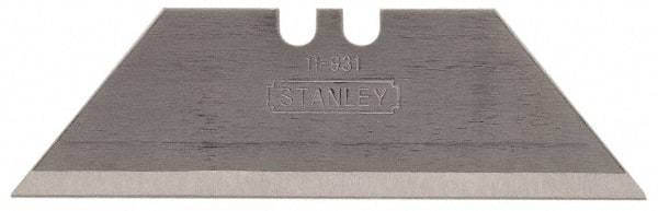 Stanley - 100 Piece Carbon Steel Utility Knife Blade - 2-7/16" OAL, 0.035" Blade Thickness - Americas Industrial Supply