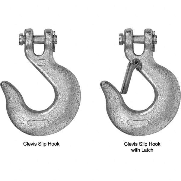 Campbell - 1/4" Chain Diam, 43 Chain Grade Clevis Hook - 2,600 Lb Capacity, 7/16" ID, 3/8" Pin Diam, 1" Hook Throat, 4-1/4" OAL, 2-13/16" Hook Width - Americas Industrial Supply