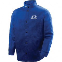Steiner - Size L Welding, Flame Resistant/Retardant Jacket - Blue, Cotton, Snaps Closure - Americas Industrial Supply
