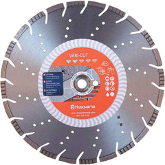 Husqvarna - 12" Diam, 25/32 & 1" Arbor Hole Diam, Continuous Edge Tooth Wet & Dry Cut Saw Blade - Diamond-Tipped, General Purpose Action, Standard Round Arbor - Americas Industrial Supply