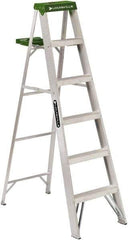 Louisville - 5 Steps, 6' High, Type II Rating, Aluminum Step Ladder - 225 Lb Capacity, 21-13/16" Base Width - Americas Industrial Supply