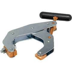 Kant Twist - 1,700 Lb, 4-1/2" Max Opening, 2-3/8" Open Throat Depth, 2-5/8" Closed Throat Depth, Cantilever Clamp - Copper Plated Steel Jaw, T-Handle, 1-1/8" Max Width - Americas Industrial Supply