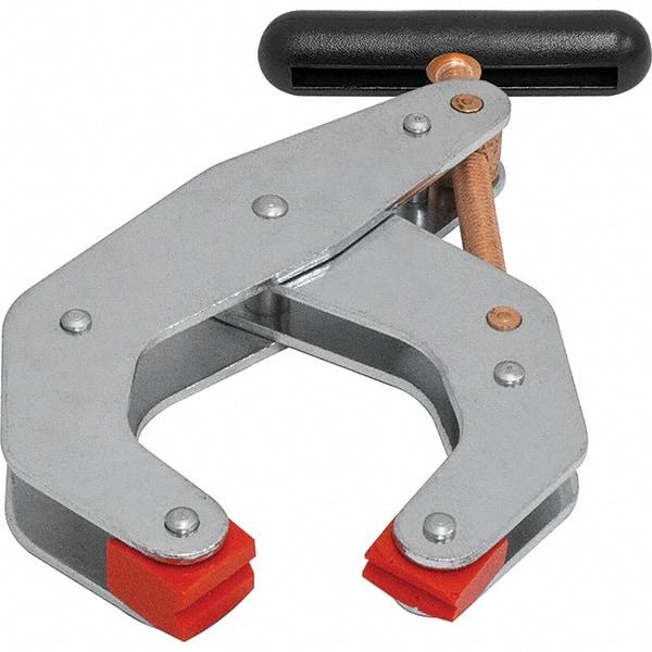 Kant Twist - 1,275 Lb, 4-1/2" Max Opening, 2-1/4" Open Throat Depth, 3-13/16" Closed Throat Depth, Cantilever Clamp - Polyurethane Jaw, T-Handle, 1-1/8" Max Width - Americas Industrial Supply