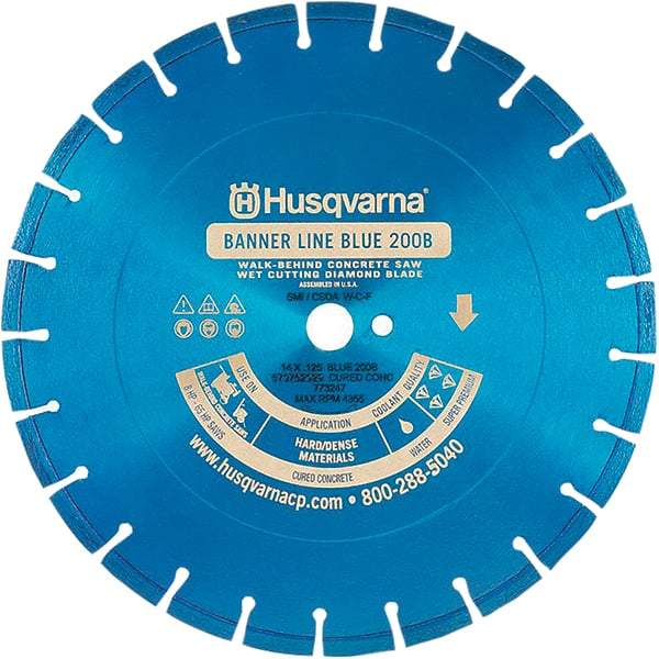 Husqvarna - 24" Diam, 1" Arbor Hole Diam, Continuous Edge Tooth Wet & Dry Cut Saw Blade - Diamond-Tipped, General Purpose Action, Standard Round Arbor - Americas Industrial Supply