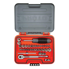 Combination Hand Tool Sets; Set Type: Socket Set; Container Type: Blow Mold Case; Measurement Type: Inch & Metric; Container Material: Plastic; Drive Size: 1/4; Insulated: No; Hex Size (mm): 4; Case Type: Blow Mold Case