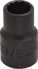 Proto - 3/8", 3/8" Drive, Standard Hand Socket - 12 Points, 1-3/32" OAL, Alloy Steel, Black Finish - Americas Industrial Supply