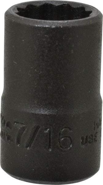 Proto - 7/16", 3/8" Drive, Standard Hand Socket - 12 Points, 1-3/32" OAL, Alloy Steel, Black Finish - Americas Industrial Supply