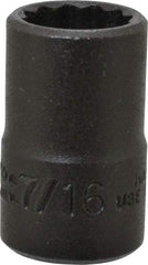 Proto - 7/16", 3/8" Drive, Standard Hand Socket - 12 Points, 1-3/32" OAL, Alloy Steel, Black Finish - Americas Industrial Supply