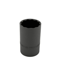 Proto - 1/2", 3/8" Drive, Standard Hand Socket - 12 Points, 1-1/8" OAL, Alloy Steel, Black Finish - Americas Industrial Supply