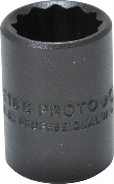 Proto - 9/16", 3/8" Drive, Standard Hand Socket - 12 Points, 1-1/8" OAL, Alloy Steel, Black Finish - Americas Industrial Supply