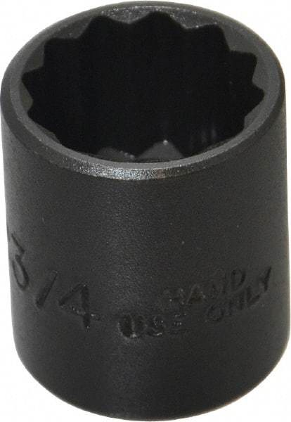 Proto - 3/4", 3/8" Drive, Standard Hand Socket - 12 Points, 1-3/16" OAL, Alloy Steel, Black Finish - Americas Industrial Supply