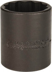 Proto - 1-1/8", 1/2" Drive, Standard Hand Socket - 12 Points, 1-3/4" OAL, Alloy Steel, Black Finish - Americas Industrial Supply