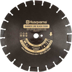 Husqvarna - 14" Diam, 1" Arbor Hole Diam, Continuous Edge Tooth Wet & Dry Cut Saw Blade - Diamond-Tipped, General Purpose Action, Standard Round Arbor - Americas Industrial Supply