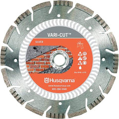 Husqvarna - 10" Diam, 5/8 & 7/8" Arbor Hole Diam, Continuous Edge Tooth Wet & Dry Cut Saw Blade - Diamond-Tipped, Fast Cutting Action, Standard Round Arbor - Americas Industrial Supply