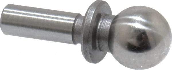 Jergens - 1/4" Ball Diam, 1/8" Shank Diam, Steel Inspection Tooling Ball - Slip-Fit Shank, 9/16" Ball Center to Shank Bottom, 0.2" Ball Center to Shoulder Bottom, with Shoulder - Americas Industrial Supply