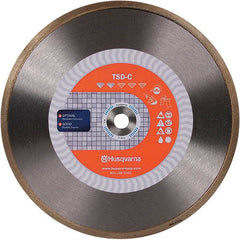 Husqvarna - 4-1/2" Diam, 5/8 & 7/8" Arbor Hole Diam, Continuous Edge Tooth Wet & Dry Cut Saw Blade - Diamond-Tipped, Finishing Action, Standard Round Arbor - Americas Industrial Supply