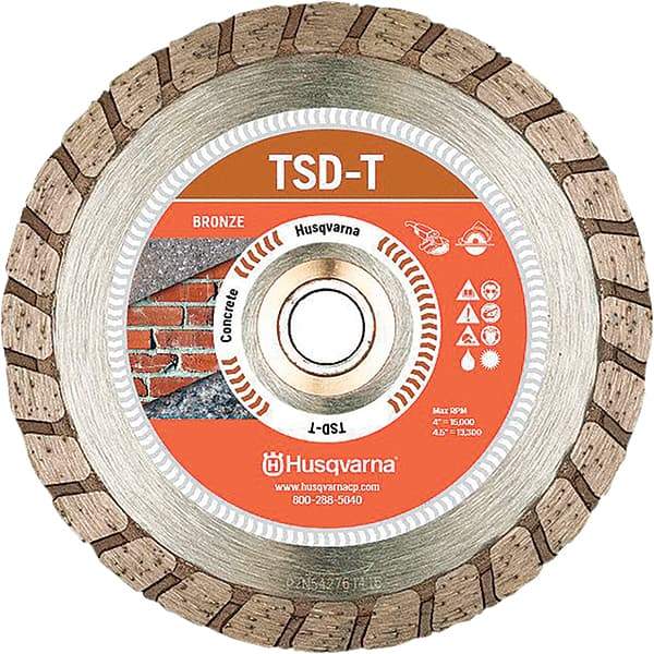 Husqvarna - 4" Diam, 5/8, 7/8 & 25/32" Arbor Hole Diam, Continuous Edge Tooth Wet & Dry Cut Saw Blade - Diamond-Tipped, Fast Cutting & Smooth Action, Standard Round Arbor - Americas Industrial Supply