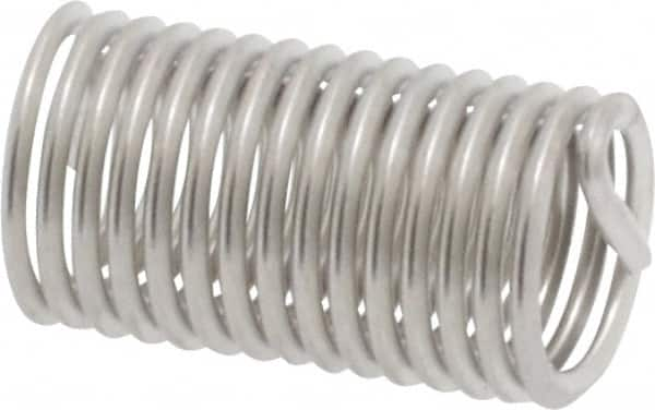 Heli-Coil - M5x0.80 Metric Coarse, 15mm OAL, Free Running Helical Insert - 15-1/8 Free Coils, Tanged, 304 Stainless Steel, Bright Finish, 3D Insert Length - Americas Industrial Supply