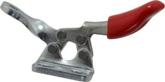De-Sta-Co - 60 Lb Holding Capacity, Horizontal Handle, Manual Hold Down Toggle Clamp - 82° Handle Movement, 94° Bar Opening, Solid Bar, Left Flanged Base, Electro-Plated Zinc, Carbon Steel - Americas Industrial Supply