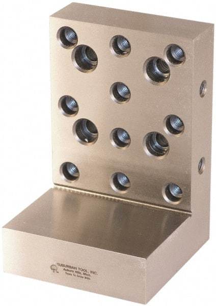 Suburban Tool - 4" Wide x 6" Deep x 4" High Steel Precision-Ground Angle Plate - Standard Plate, Machined Holes on Surface, Open End, 1-1/4" Thick, Pair of Plates - Americas Industrial Supply