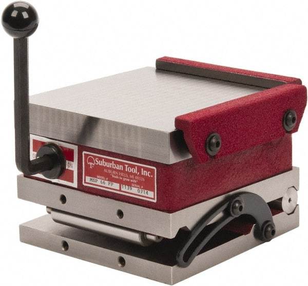 Suburban Tool - 6" Long x 6" Wide x 4-1/4" High, Fine Pole, Steel Sine Plate & Magnetic Chuck Combo - 0.0002" Tolerance, Square to 0.0002", (2) Rails & Handle - Americas Industrial Supply