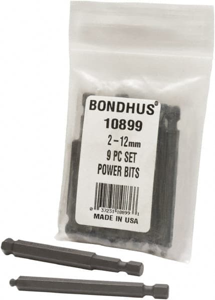 Bondhus - Hex Drive Bit Sets - MP 2-12MM 9PC POWER BIT SET-BONDHUS - Americas Industrial Supply
