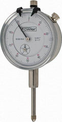 Fowler - 1" Range, 0-100 Dial Reading, 0.001" Graduation Dial Drop Indicator - 2-1/4" Dial, 0.1" Range per Revolution, Revolution Counter - Americas Industrial Supply