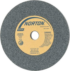 Norton - 4" Diam x 1/2" Hole x 1/2" Thick, I Hardness, 100 Grit Surface Grinding Wheel - Silicon Carbide, Type 1, Fine Grade, 8,120 Max RPM, Vitrified Bond, No Recess - Americas Industrial Supply