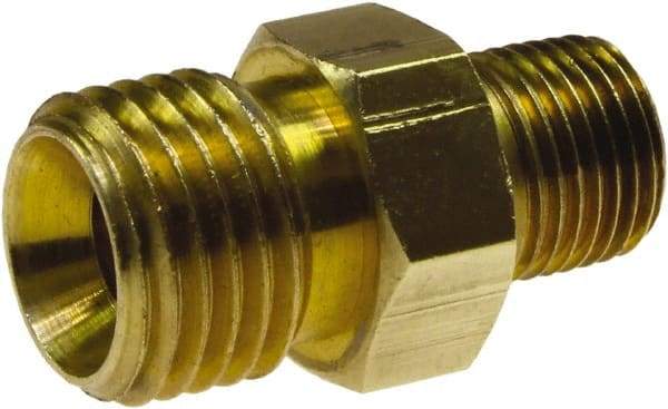 Coilhose Pneumatics - 3/8 Male Thread, Brass Industrial Pipe Adapter - MNPSM x MNPTF, 300 psi - Americas Industrial Supply