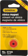 General - 3/4" Diam, 1/8" Hole Diam, 4 Lb Max Pull Force Alnico Button Magnet - 1/2" High - Americas Industrial Supply