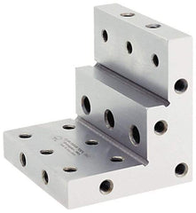 Suburban Tool - 3" Wide x 2-3/4" Deep x 3" High Steel Precision-Ground Angle Plate - Stepped Plate, Machined Holes on Surface, Open End, 9/16" Thick, Single Plate - Americas Industrial Supply